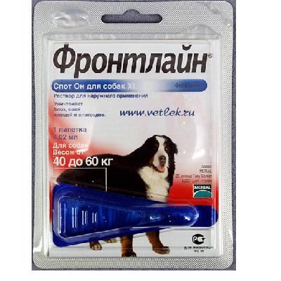 Фронтлайн Спот Он XL (Merial)  капли (1пип) противопаразитарный 40-60кг д/собак (ЛИЦЕНЗИЯ)