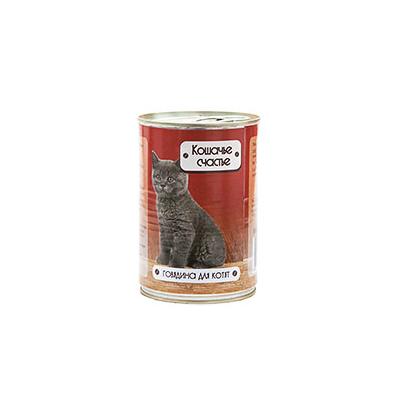 Кошачье счастье 410г Говядина в желе консервы д/котят (072547)