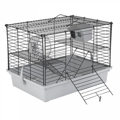 Клетка №1 двухэтажная, в комлекте домик, миска, колесо 33х24х28см, серая для грызунов РПК191=серая