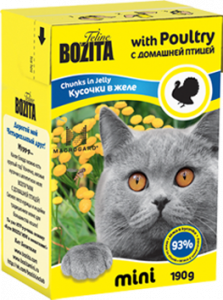 Bozita mini 0.190 кусочки в желе с домашней птицей д/кошек (Tetra Pak)