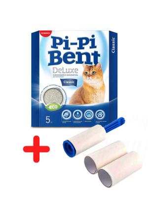 Pi-Pi-Bent 5кг DeLuxe Classic комкующийся, наполнитель для кошек (упаковка 4шт.) + подарок Pi-Pi-Bent 5кг DeLuxe Classic комкующийся, наполнитель для кошек (упаковка 4шт.) + подарок