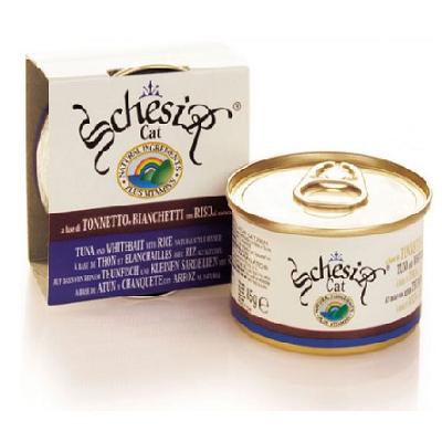 Schesir 0.085 тунец в собств.соку + снетки (мальки) консервы д/кошек