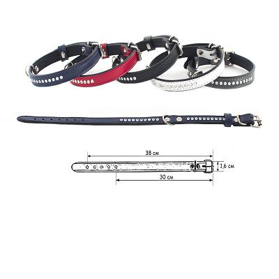 Ошейник DA710715 "Брайт-Страз" 16мм*30-38см двухслойн., цветной с прозрач. стразами