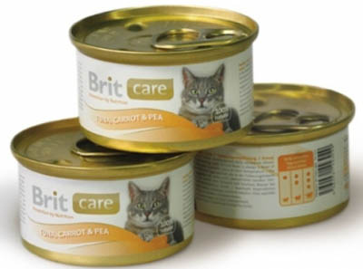 Brit Care 0,080кг тунец морковь и горошек консервы для кошек (100062)