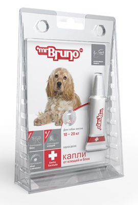 Mr.Bruno: Плюс (фипронил) капли 1.5мл от клещей и блох 10-20кг д/собак