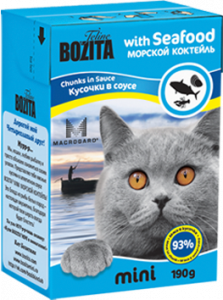 Бозита mini 190г кусочки в соусе морской коктейль д/кошек (Tetra Pak) (021038)