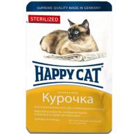 Happy Cat 0,1кг курочка кусочки в желе для стерилизованных кошек (190111)