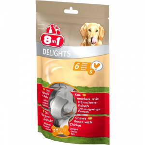 Косточка 8in1 Delights Strong  S прессованная жевательная с куриным мясом, 55гр (110729)