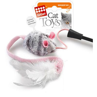 Дразнилка (GiGWi) 75111 на стеке с музыкальным чипом 51см для кошек, серия FEATHER TEASER