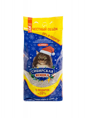 Наполнитель (Сибирская кошка) 5л "Супер" комкующийся для кошек АКЦИЯ +20% бесплатно Новый год Наполнитель (Сибирская кошка) 5л "Супер" комкующийся для кошек АКЦИЯ +20% бесплатно Новый год