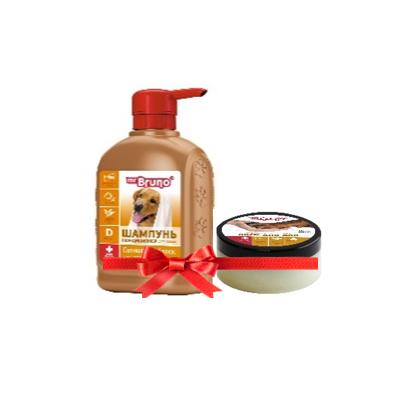 Mr.Bruno: шампунь № 1 "Глянцевый блеск" для короткой шерсти собак, 350мл + воск для лап ПРОМО