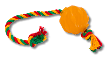 Игрушка д/собак Doglike Мяч из лит.рез. с канат. диам.6,2см (без уч.канат), желтый (D12-1100)