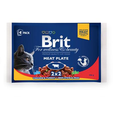 Brit Premium 4*0.100 Мясная тарелка набор паучей для кошек (100312)