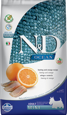 Farmina N&D Dog Ocean  7.0 беззерновой сельдь / апельсин сухой д/собак мелк. пород
