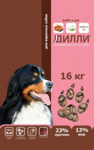 Дилли 16кг сухой корм для собак рыба и рис (006815)