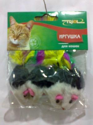 Игрушка (Triol) SH04N Мышь 2" цвет. погрем. с пером (4шт)