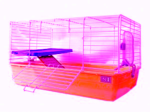 Клетка №1 двухэтажная укомплектованная, боковая дверь, 69*45*43см розовая, универсалная для кролика и шиншилл