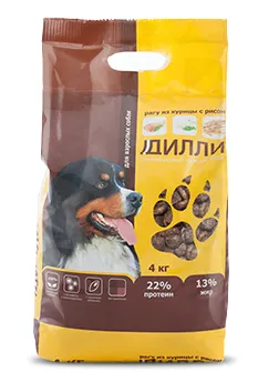 Дилли 4кг сухой корм для собак рагу из курицы с рисом (003807)