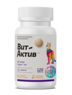 Вит-Актив К-С кормовая добавка 120 таб для кошек старше 7 лет