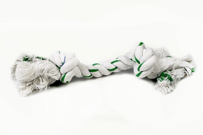 Игрушка Бизтис (Beeztees) 640955 Канат с 2-мя узлами, мятный вкус, бело/зеленый 32см д/собак