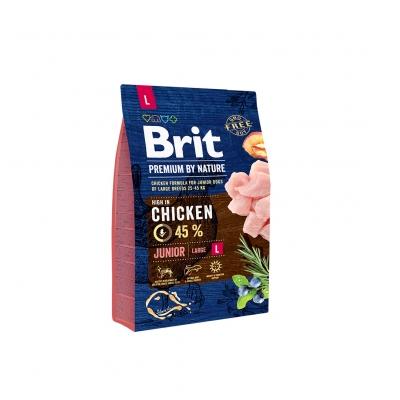 Брит Премиум by Nature Dog Junior L 18кг курица+рис (д/крупн.пород 1-24 мес) сухой д/щенков (532193)