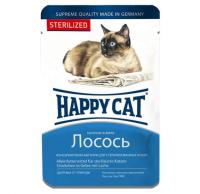 Happy Cat 0,1кг лосось кусочки в желе для стерилизованных кошек (190128)