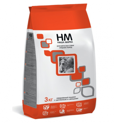 Наша Марка 3кг с цыпленком и овощами сухой корм для собак средних пород (776305) NEW