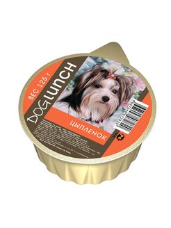 Дог Ланч 0,125кг крем-суфле с цыпленком ламистер консервы для собак (072820)