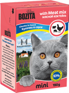Бозита mini 190г кусочки в соусе мясной микс д/кошек (Tetra Pak) (021045)