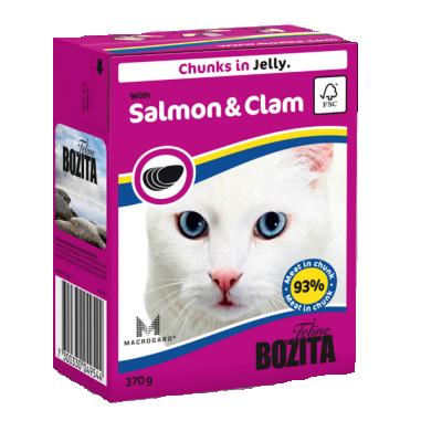 Бозита 370г кусочки в желе лосось и мидии консервы д/кошек (Tetra Pak) (049209)