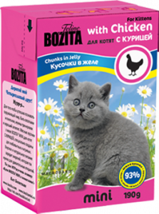 Бозита mini 190г кусочки в желе с куриным мясом д/котят (Tetra Pak) (021069)