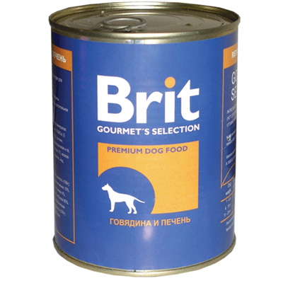 Брит 850г red meat & liver говядина и печень консервы д/собак (210489)