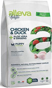 Alleva Holistic Puppy 12кг курица, утка, алое, женьшень, сухой корм для для щенков крупных пород (00237)