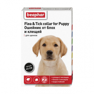 Ошейник (Beaphar) от блох и клещей (6мес), 65см для щенков черный (ЛИЦЕНЗИЯ)