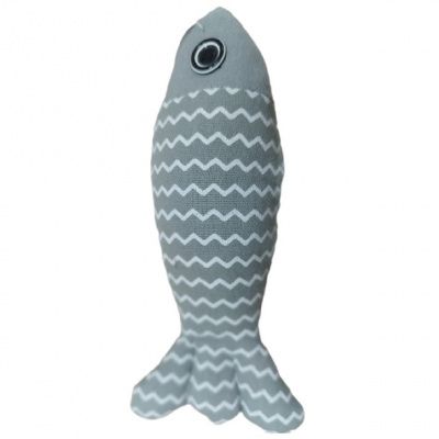 Игрушка Wogy Рыбка 30/18х5х3.5см с кошачьей мятой, перьями, мататаби, колокол. Мягкая для кошек 
