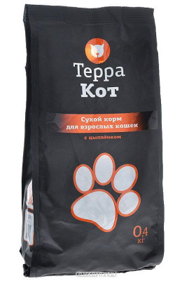 Терра Кот 0,4кг с цыпленком сухой корм для взрослых кошек (772314)