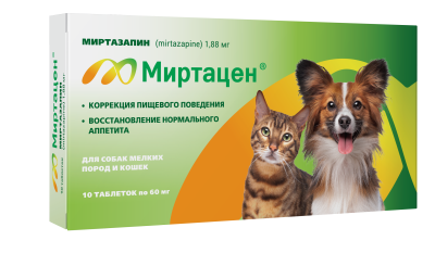 Миртацен таблетки 1,88 мг 10 таб для собак мелких пород и кошек (ЛИЦЕНЗИЯ) Миртацен таблетки 1,88 мг 10 таб для собак мелких пород и кошек (ЛИЦЕНЗИЯ)
