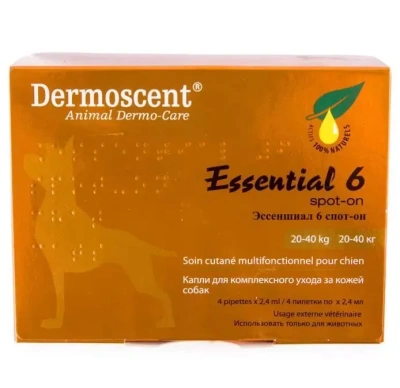 Эссеншиал Спот-он: капли для ухода за кожей для собак 20-40 кг, 2,4 мл (4 пип) 