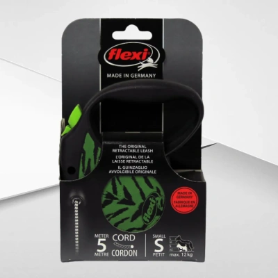 Рулетка (Flexi) Safari cord S трос 5м  12 кг зеленый тигр