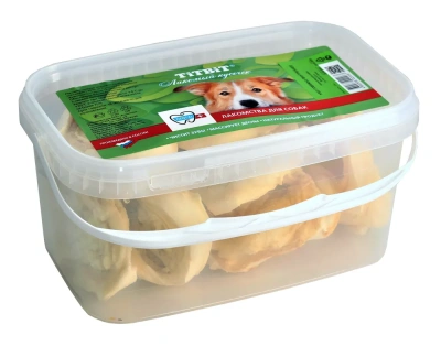 TiTBiT (3,3л) 0,27кг лакомство ухо говяжье внутр. - банка пластмассовая