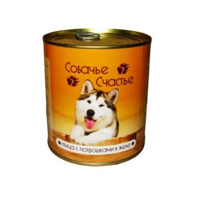 Собачье счастье 410г Птица с потрошками в желе консервы д/собак (075821)
