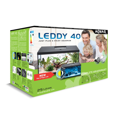 Аквариум (Aqua El) "Leddy Set Plus D&N 40" 25л (40*25*25) с нижней рамкой черный прямой