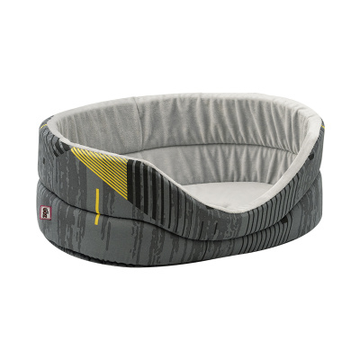 Лежанка (Зооэкспресс) №2 &quot;Геометрия&quot; с плюшем  43*30*16 см желто-серый