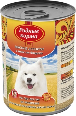 Родные корма 0,97кг Мясное ассорти в желе по-боярски консервы для собак (139472) Родные корма 0,97кг Мясное ассорти в желе по-боярски консервы для собак (139472)
