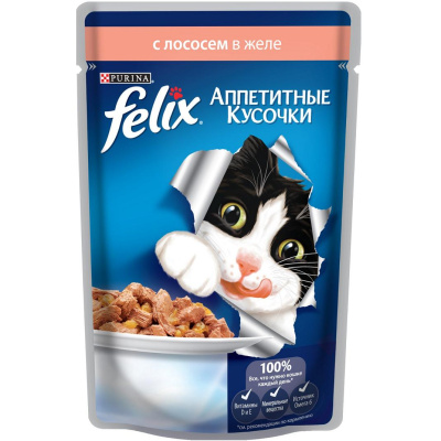 Felix 0.085 лосось в желе д/кошек