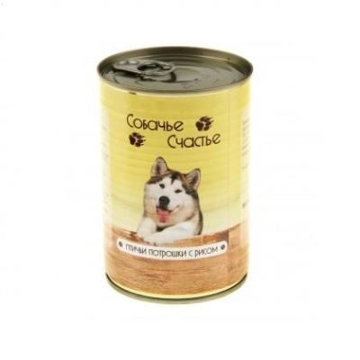 Собачье счастье 750г Птичьи потрошки с рисом консервы д/собак (072172)
