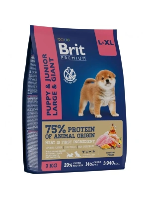 Brit Premium Dog Puppy&Junior Large and Giant  L+XL 3кг курица для щенков и молодых собак (1–30м) крупных и гигантских пород (5049974)