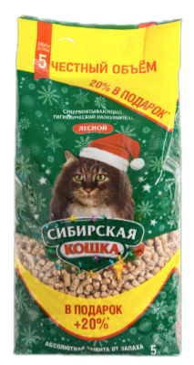 Сибирская кошка 5л Лесной древесный наполнитель для кошек АКЦИЯ Новый Год Сибирская кошка 5л Лесной древесный наполнитель для кошек АКЦИЯ Новый Год