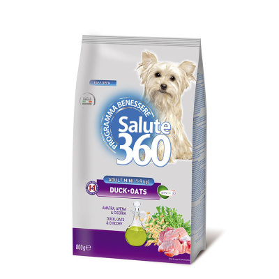 Пет 360 (Pet 360) 360 Salute 800г утка+овес (д/мелких пород) сухой д/собак (126390)