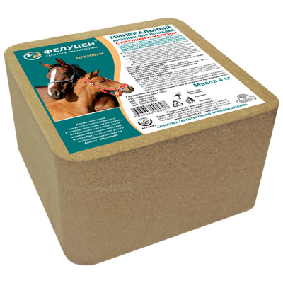 Фелуцен минеральный лизунец Премиум с магнием и железом для лошадей и жеребят 4кг (1002548) (уп - 2шт)